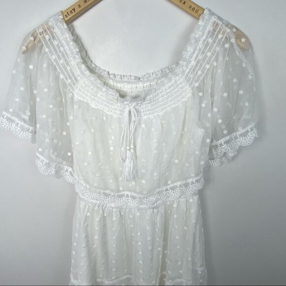 New Cupcakes Cashmere Contessa White Dress Size XS Midi Marshmallow Shopbop Boho - Picture 7 of 12